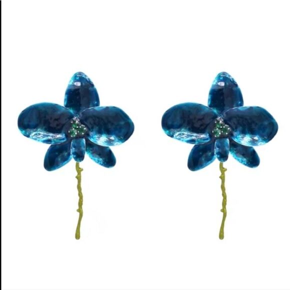 New ZARA ENAMEL FLOWER statement earrings - Picture 5 of 14